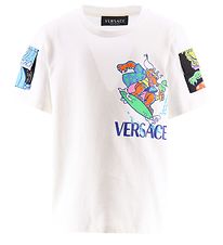Versace T-Shirt - Wit m. Print/Zakken