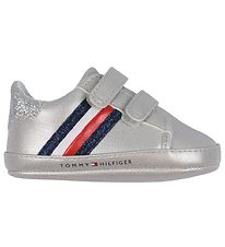 Tommy Hilfiger Pehmet nahkakengt - raidat Tarranauha - Hopea