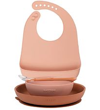 Nattou Dinner Set - 4 pcs - Silicone - Dusty Pink