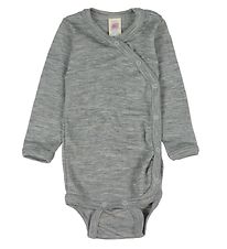 Engel Wrap samfella L/æ - Ull/Silki - Ljósgrátt Melange