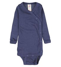 Engel Wikkelromper l/s - Wol/Zijde - Navy Blue