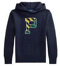 Polo Ralph Lauren Hoodie - Gebreid - Letterman - Navy m. Geel/G