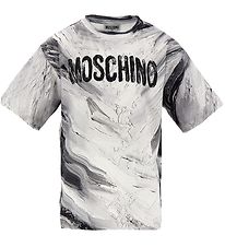 Moschino Stuttermabolur - Optical White/Grá