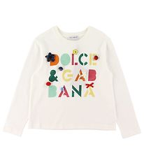 Dolce & Gabbana Blouse - White w. Text/Buttons