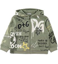Dolce & Gabbana Cardigan - DG Skate - Dusty green w. Graffiti