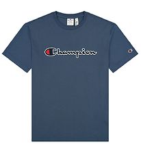 Champion Fashion T-Shirt - Bleu av. Logo