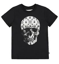 Philipp Plein T-Shirt - Stones Skull - Black w. White/Rhinestone