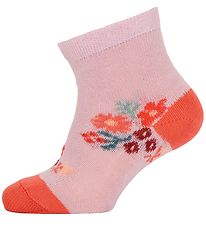 Melton Socken - Rosa m. Blumen