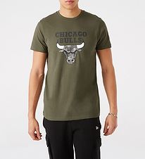New Era Stuttermabolur - Chicago Bulls - Army Grænt