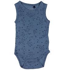 Fixoni Romper mouwloos - Wol/Zijde - China Blue m. sterren