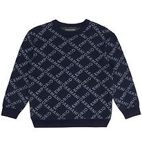 Emporio Armani Pullover - Acryl/Wolle - Navy m. Hellblau