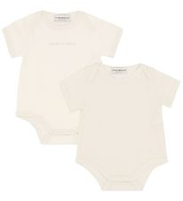 Emporio Armani Rompers s/s - 2-pack - Wit/Beige m. Logo