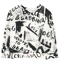 Dolce & Gabbana Peysa - DG Next - Hvítur/Svart M. Perlur