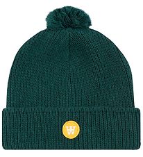 Wood Wood Beanie w. Pom-Pom - Wool - Kai - Liningest Green