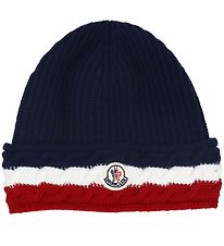 Moncler Beanie - Wool - Navy w. Red/White