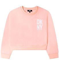 DKNY Sweatshirt - Bijgesneden - Pale Pink m. Wit