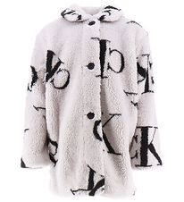 Calvin Klein Fleece jas - Monogram Teddy - Grijs/Zwart