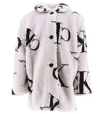 Calvin Klein Fleece kápa - Monogram Teddy - Grár/Svart