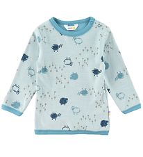 Joha Blouse - Wool/Cotton - Light Blue w. Sheep