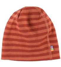 Joha Beanie - Wool - 2-layer - Orange/Red Striped
