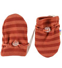 Joha Mittens - Wool - Orange/Red Striped