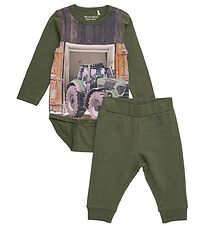 Minymo Set - Bodysuit/Trousers l/s - Liningest Night w. Tractor