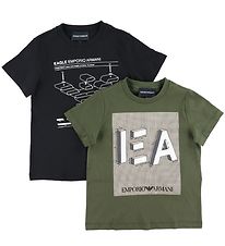 Emporio Armani Stuttermabolirnir - 2 Pakki - Svart/Hergrænn