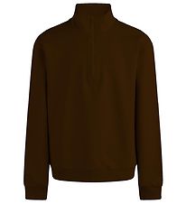 Grunt Sweatshirt - Delfo Sweat met halve rits - Brown