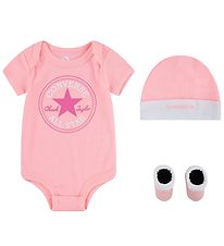 Converse Cadeaubox - Romper s/s m. Muts en Kruipschoenen - Roze