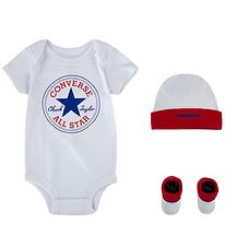 Converse Cadeaubox - Romper s/s m. Muts en Kruipschoenen - Wit