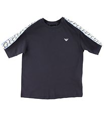 Emporio Armani Stuttermabolur - Blue Dökkblátt M. Lógó röndótt