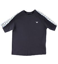 Emporio Armani T-Shirt - Blue Navy m. Logo-Streifen