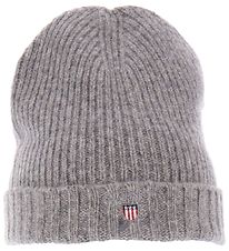 GANT Beanie - Wool/Cotton - 2-layer - Dark Grey Melange