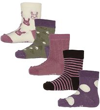 Minymo Chaussettes - 5 Pack - Ochid Haze av. Motif