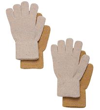 CeLaVi Handschuhe - Wolle/Nylon - 2er-Pack - Beigegold m. Glitze