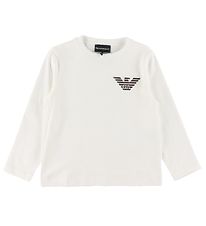 Emporio Armani Blouse - Wit/Bruin m. Logo