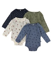 Pippi Baby Bodysuit L/æ - 4-Pack - Deep Lichen Green