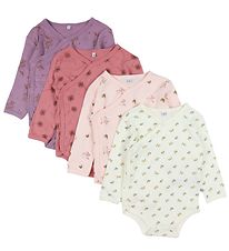 Pippi Bodysuit l/s - 4-Pack - Dusty Rose