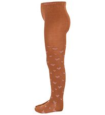 Melton Tights w. Hearts - Leather Brown