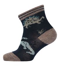 Melton Socks w. Dinosaur - Marine