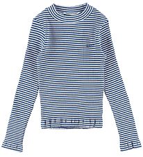 GANT Bluse - D2 Striped Rib Polo - Blau/Wei