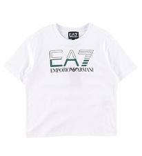 EA7 T-Shirt - Blanc av. Vert Fonc