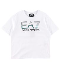 EA7 T-shirt - White w. Dark Green