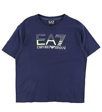 EA7 T-shirt - Navy w. Lime