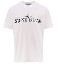 Stone Island T-Shirt - Weiß m. Logo