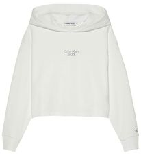 Calvin Klein Hoodie - Stapel Logo Overlap - Bright White
