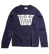 Wood Wood Sweatshirt - Krawattenabzeichen - Navy