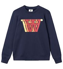 Wood Wood Sweatshirt - Krawattenapplikation - Navy
