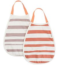 Done by Deer Bib - 2-Pack - PU - Papaya/Powder w. Stripes