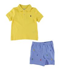 Polo Ralph Lauren Polo/Shorts - Bekijk Hill - Geel/Blauw m. Logo